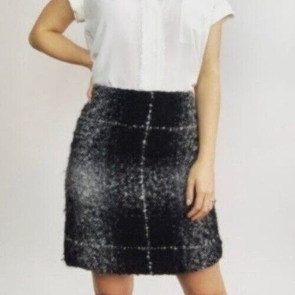 Akris Punto Wool alpaca Blend Black Gray Skirt US Size 8 NWT $440